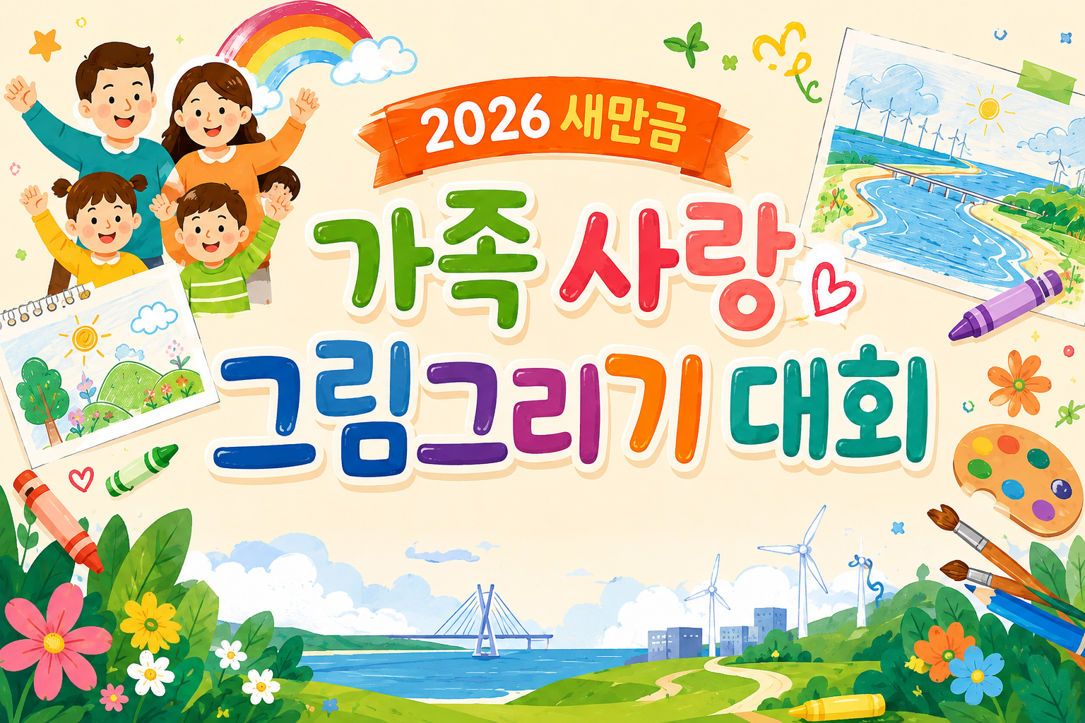 2026 새만금 가족 사랑 그림그리기 대회 수상 작품 썸네일 이미지